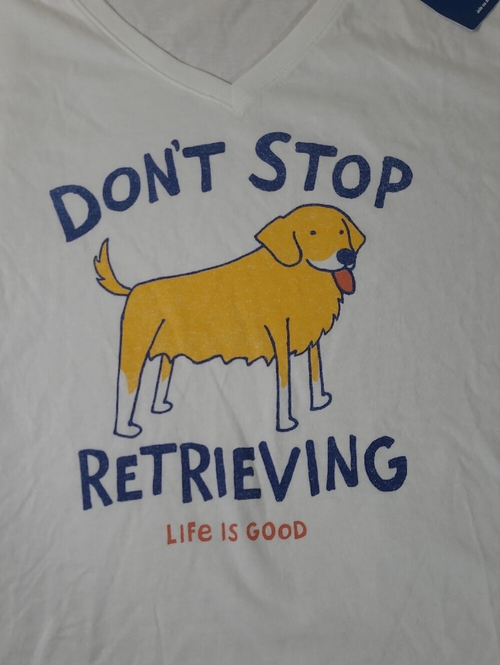 Life Is Good White Tee with Yellow Retriever Graphic, Dog Print - Picture 3 of 8